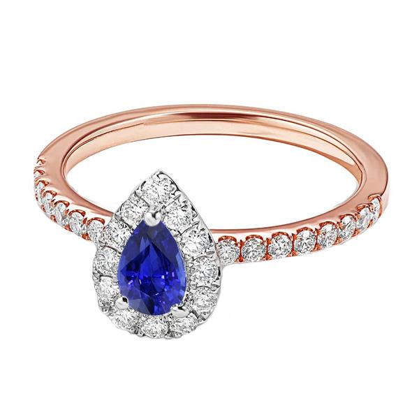 Picture of Harry Chad Enterprises 66798 3.50 CT Ladies Halo Diamond Ring with Pear Blue Sapphire Tone Gold&#44; Size 6.5