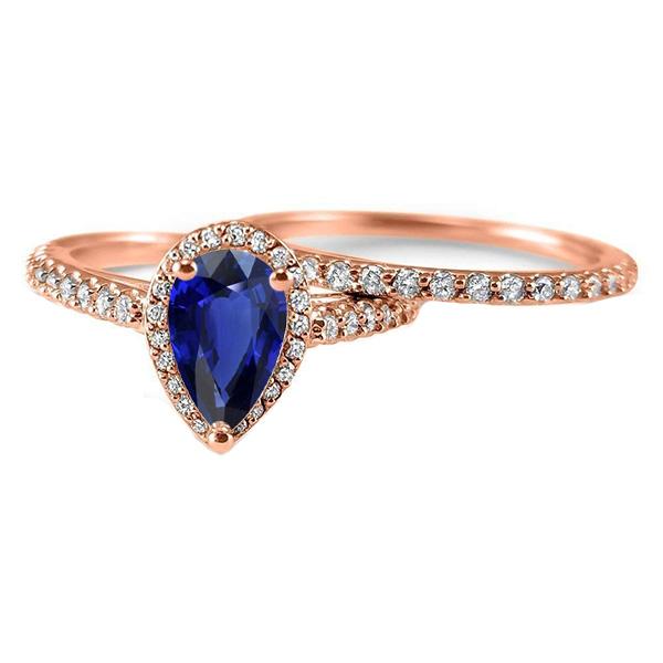 66800 4.50 CT Halo Diamond Set Blue Sapphire & Diamonds Wedding Ring, Size 6.5