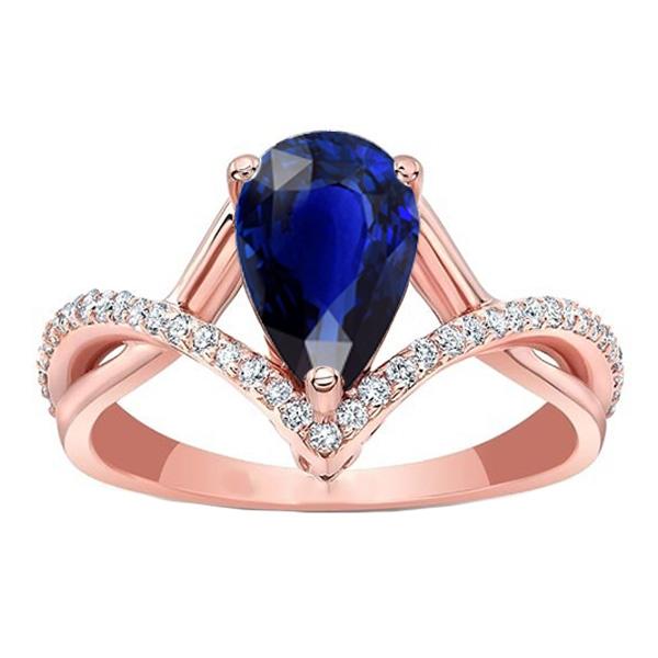 66802 4.50 CT Round Diamond & Oval Blue Sapphire Engagement Ring, Gold - Size 6.5
