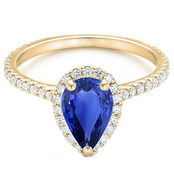 Picture of Harry Chad Enterprises 66806 5 CT Womens Halo Pear Sri Lankan Sapphire Diamond Ring&#44; Size 6.5