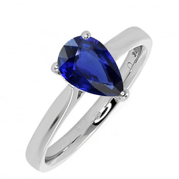 66811 3 CT Ladies Teardrop Style Pear Ceylon Sapphire Solitaire Ring, Size 6.5