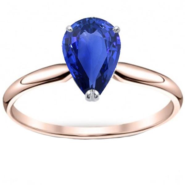 3 CT Pear Sri Lankan Sapphire Solitaire Ring, Size 6.5