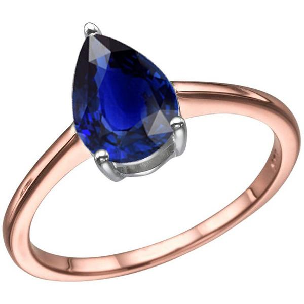 Picture of Harry Chad Enterprises 66815 3 CT Solitaire Pear Sri Lankan Two Tone Sapphire Ring&#44; Size 6.5