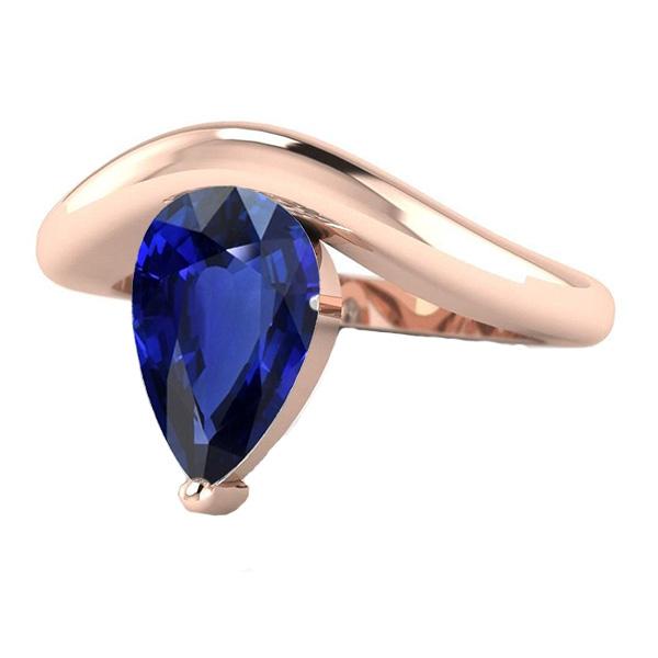 66816 3 CT Solitaire Pear Ceylon Womens Gemstone Sapphire Ring, Size 6.5