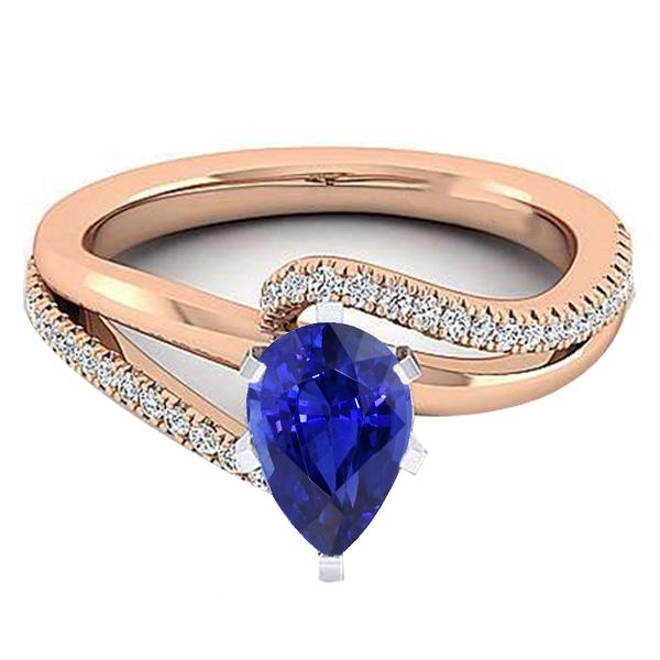 Picture of Harry Chad Enterprises 66817 4.50 CT Blue Sapphire Gemstone Jewelry Two Tone Engagement Ring&#44; Size 6.5