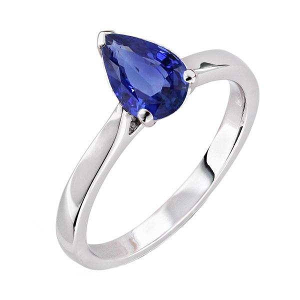 66829 2.50 CT Solitaire White Gold Sri Lankan Sapphire Ring, Size 6.5