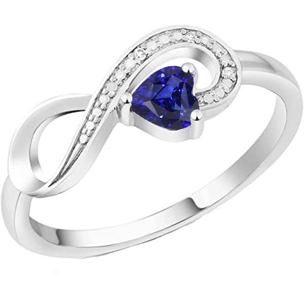 1.25 CT Gemstone Blue Diamonds Infinity Style Sapphire Ring, Size 6.5