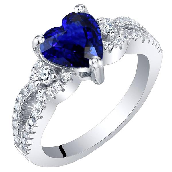 4.50 CT Gemstone Ceylon Sapphire & Round Diamonds Engagement Ring, Size 6.5