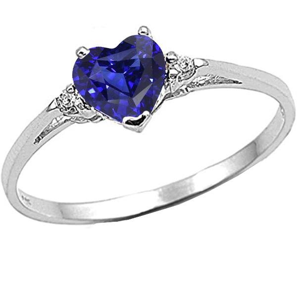 67272 1.75 CT Round Diamond Three Stone Heart Sri Lankan Sapphire Ring, Size 6.5