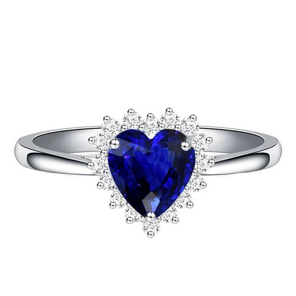 67281 2.50 CT Halo Natural Blue Star Style Diamonds Sapphire Ring, Size 6.5