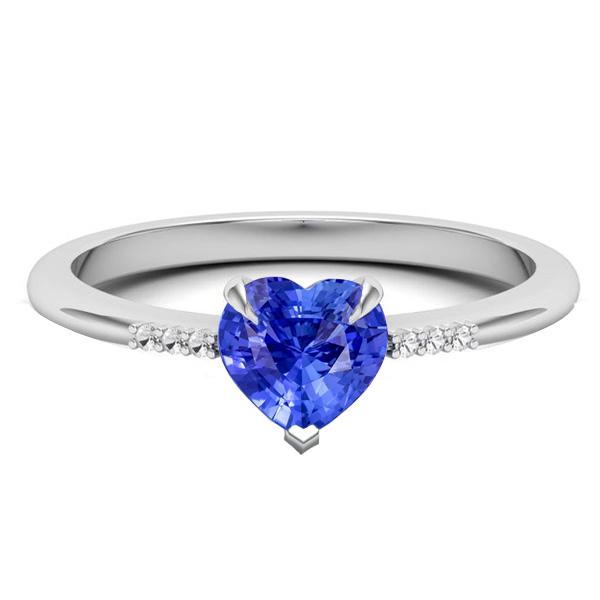 67747 1.25 CT Diamond Heart Light Blue Sapphire Ring Prong Set, Gold - Size 6.5