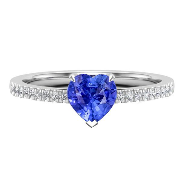 67765 2 CT Womens Heart Ceylon Sapphire with Pave Diamond Accents Ring, Size 6.5