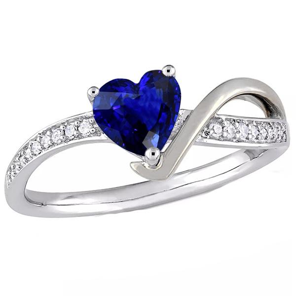 67784 2.50 CT Gemstone Heart Blue Twisted Shank Diamonds Sapphire Ring, Size 6.5