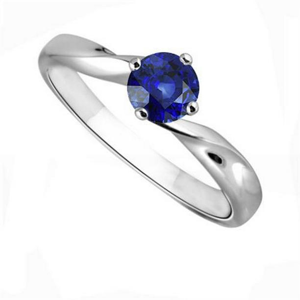68212 1 CT Solitaire Womens Ceylon Twisted Shank Sapphire Ring, Size 6.5