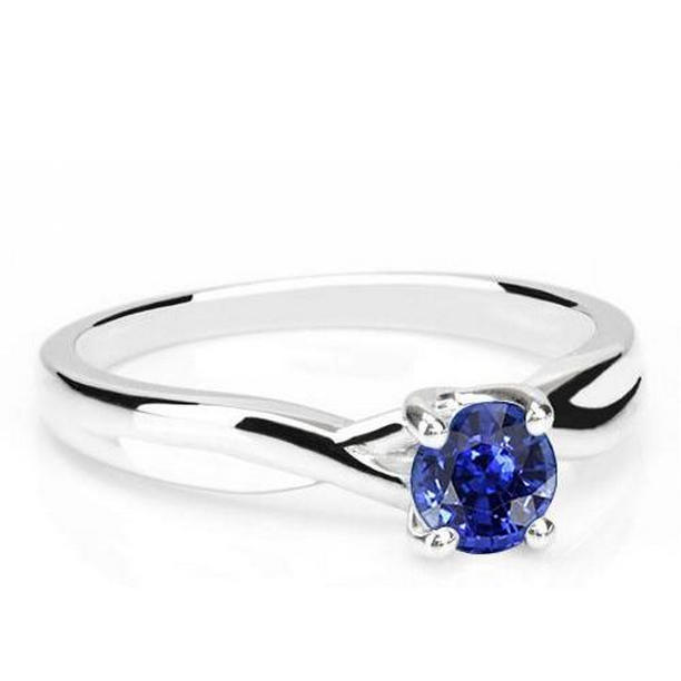 68219 Solitaire 1 CT U Prong Setting Gold Twisted Shank Sapphire Ring, Size 6.5