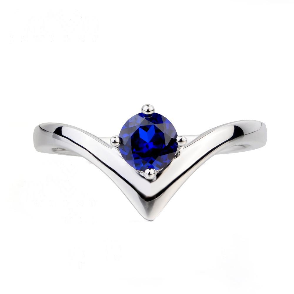 68222 1 CT Womens Enhancer Round Cut Blue Sapphire Solitaire Ring, Size 6.5