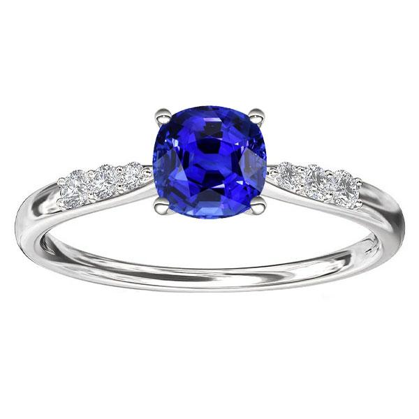 68251 2.50 CT Blue Sapphire 14K White Gold Diamonds Gemstone Ring, Size 6.5