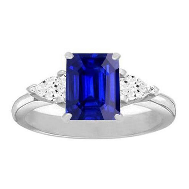 68646 Pear Diamond 2.50 CT Emerald Shaped Sapphire Anniversary Ring, Gold - Size 6.5