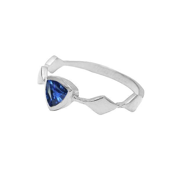 68679 1 CT Engagement Trillion Bezel Set Blue Sapphire Solitaire Ring, Size 6.5