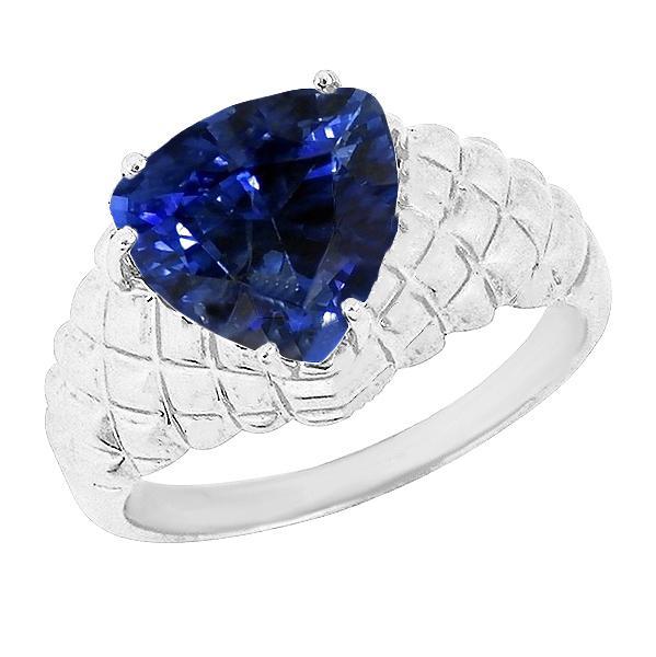 68680 2 CT Gemstone Trillion Antique Style Sapphire Ring, Size 6.5