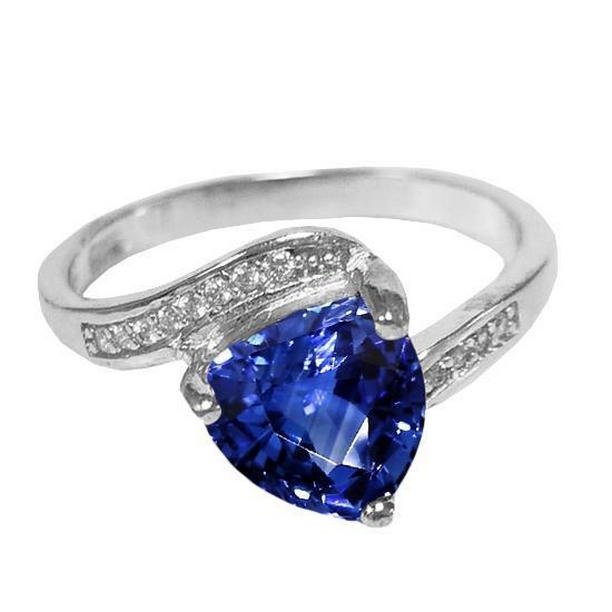 68693 Diamond Trillion Sapphire 2 CT Twisted Style Anniversary Ring, Size 6.5