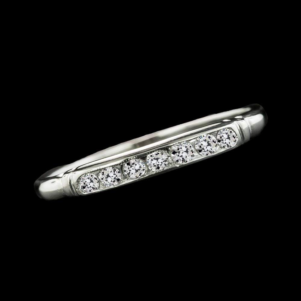 69148 1.75 CT Round Old Mine Cut Diamonds Half Eternity Band, Size 6.5