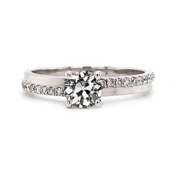 2.25 CT Round Old Mine Cut Prong Set Diamond Ring, White Gold - Size 6.5