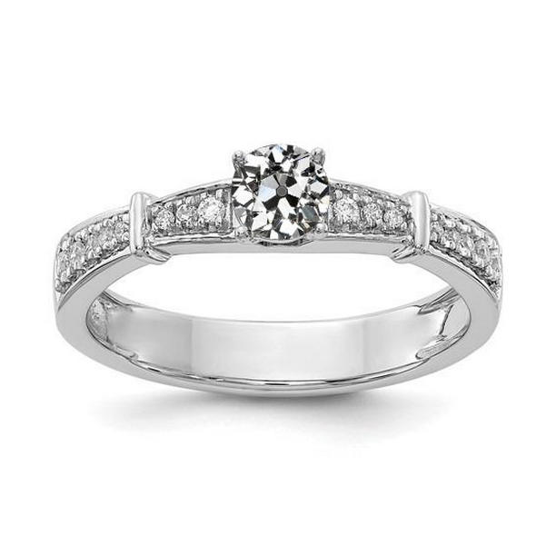 2.50 CT Old Miner Diamond Ring with Accents, White Gold - Size 6.5
