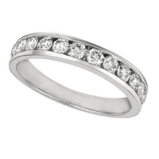 8074 0.75 CT Round Diamond Channel Set Half Eternity Band, 14K Gold - Size 6.5