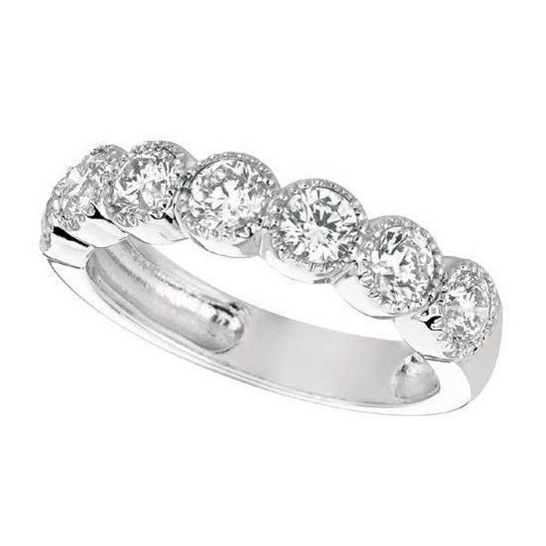 8231 Sparkling 1.40 CT Round Diamond Half Eternity Band, 14K White Gold - Size 6.5