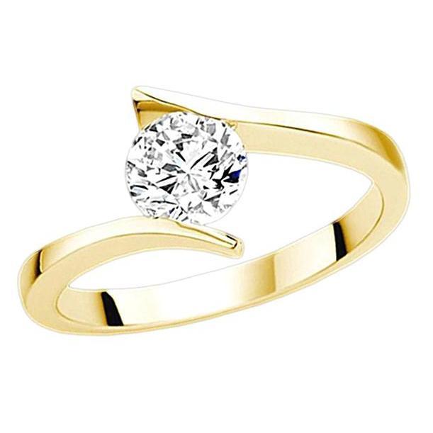 Picture of Harry Chad Enterprises 13197 1 CT Round Diamond Solitaire Tension Style Yellow Gold Ring&#44; Size 6.5