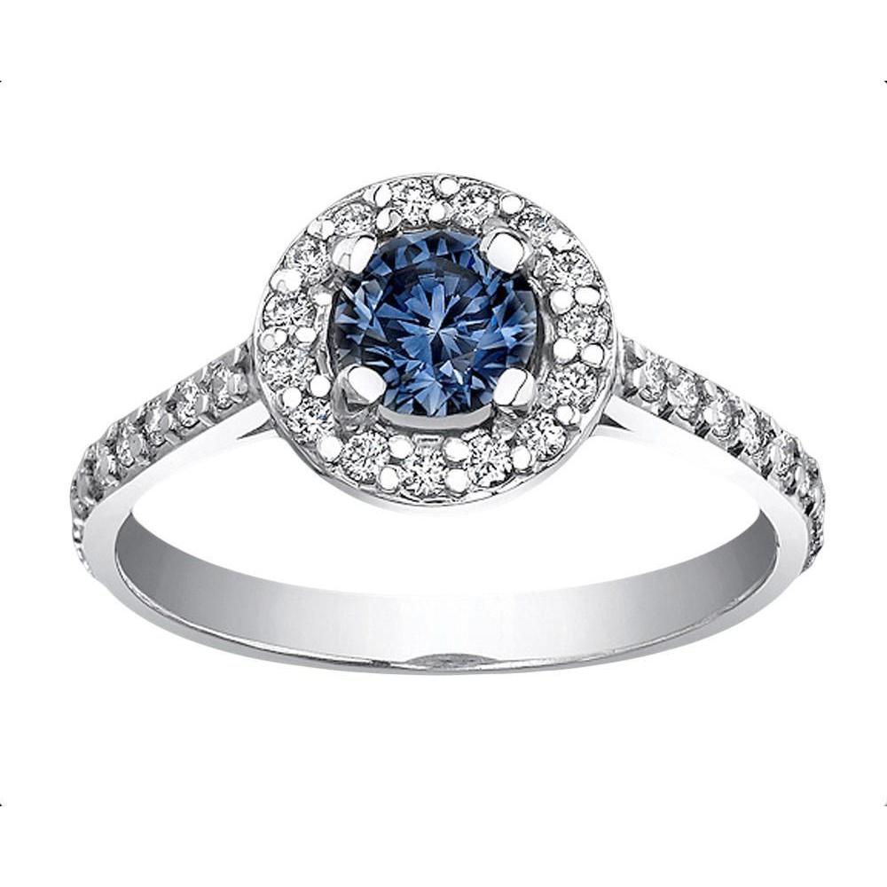 Picture of Harry Chad Enterprises 13375 2 CT Blue Halo Diamond Gemstone Ring&#44; White Gold - Size 6.5