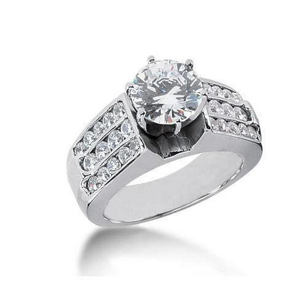 13595 2.51 CT Anniversary Diamond Engagement Ring, 14K White Gold - Size 6.5