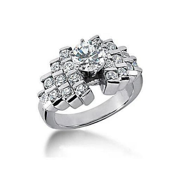 2 CT Diamonds 14K White Gold Prong Setting Engagement Ring, Size 6.5