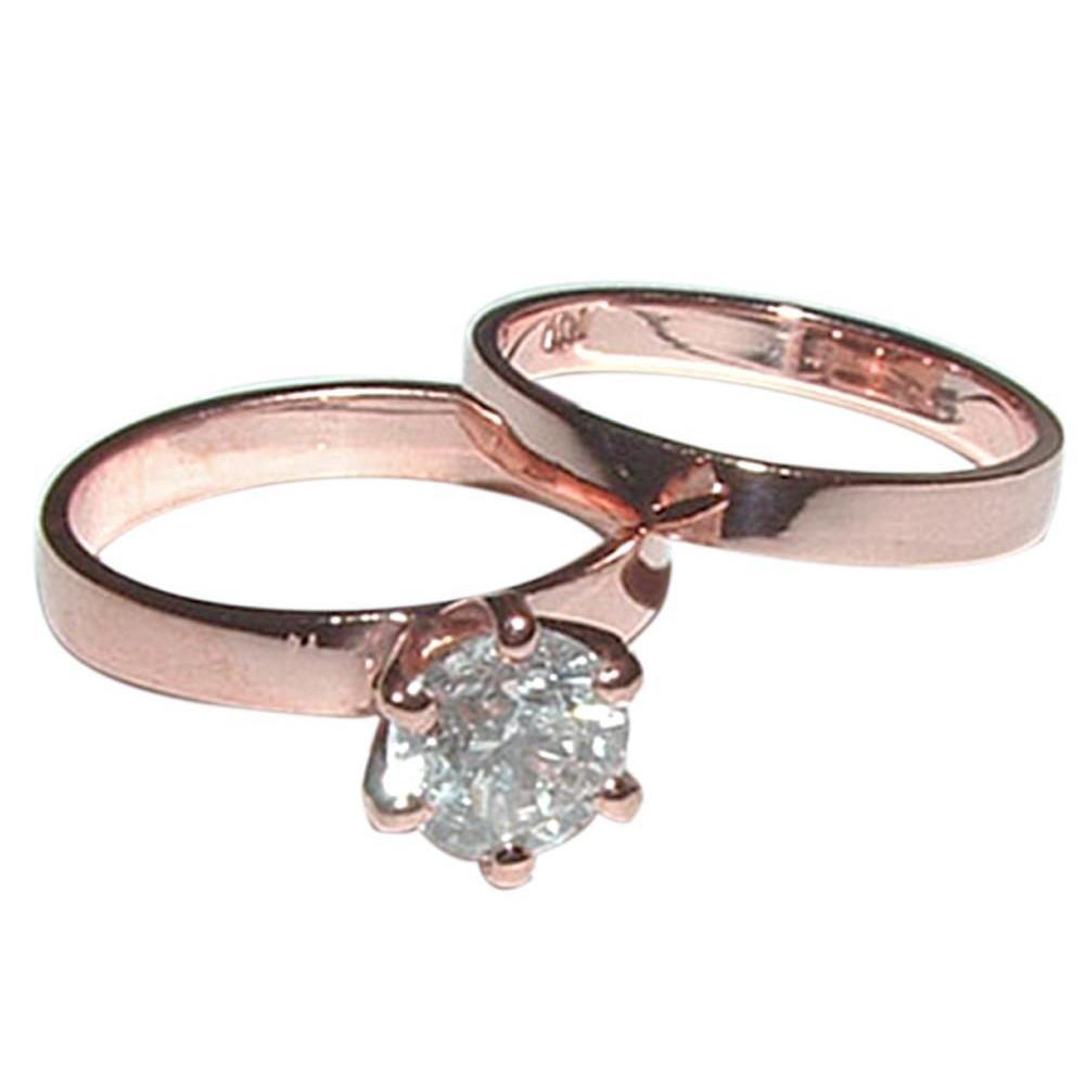 1 CT Diamond Solitaire Engagement Ring Band, 14K Rose Gold - Size 6.5
