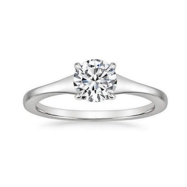 21005 1 CT Solitaire Round Diamond Engagement Ring, 14K White Gold - Size 6.5