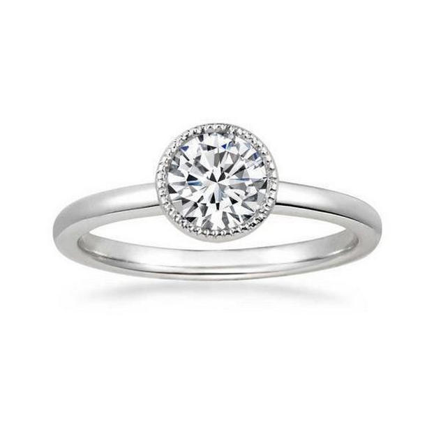 21081 1 CT Round Solitaire Diamond Engagement Ring, 14K White Gold - Size 6.5