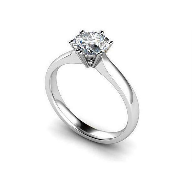 0.75 CT Diamond Engagement Solitaire Ring, 14K White Gold - Size 6.5