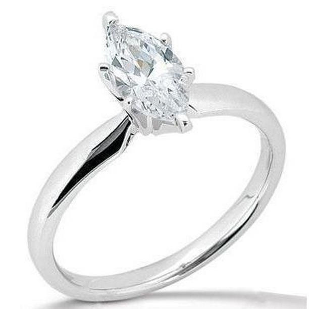 21242 Marquise Cut 1 CT Solitaire Diamond Engagement Ring, 14K White Gold - Size 6.5