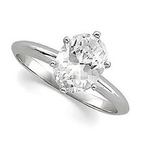 21271 1.50 CT Oval Cut Diamond Solitaire Ring, 14K White Gold - Size 6.5