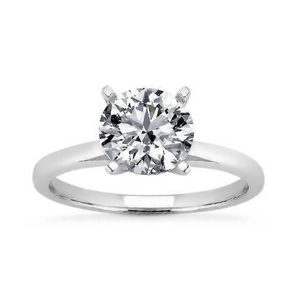 1 CT Round Diamond Solitaire Ring, 14K White Gold - Size 6.5