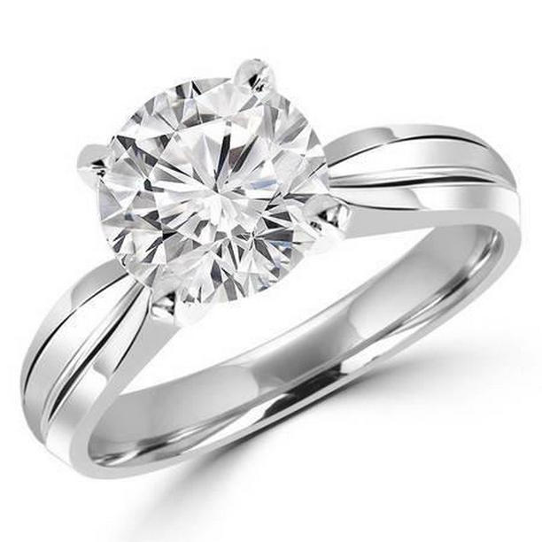 21443 1 CT 14K White Gold Round Diamond Engagement Ring, Size 6.5