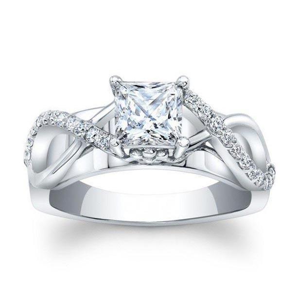 1 CT Solitaire with Accents Gold Princess Cut Diamond Engagement Ring, Size 6.5