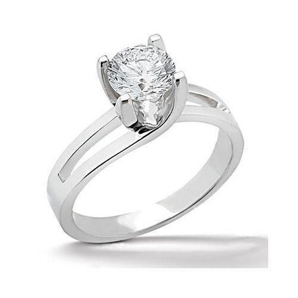 21561 Sparkling 0.75 CT Solitaire Diamond Engagement Ring, 14K White Gold - Size 6.5