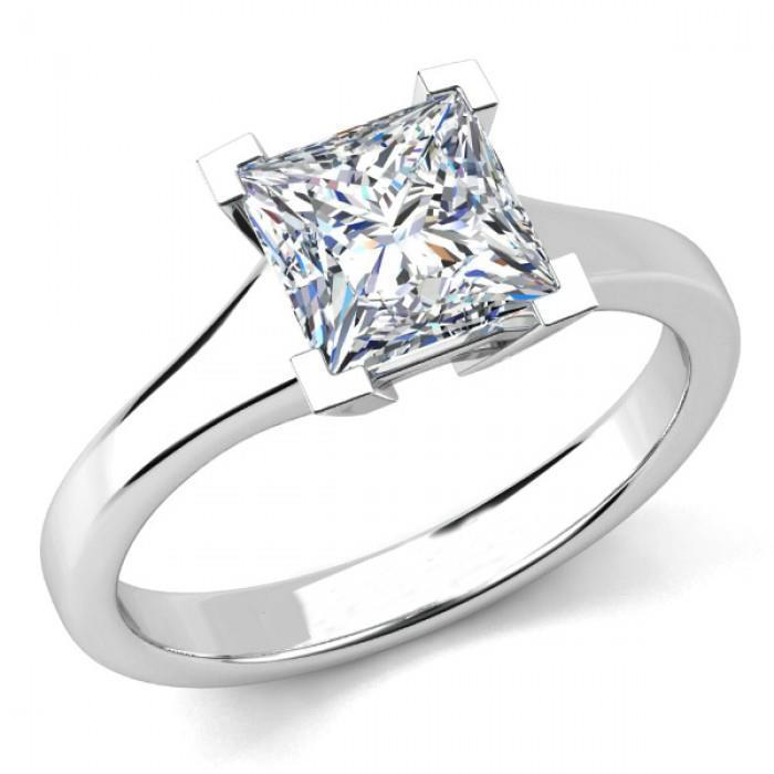 21585 Princess Cut 1 CT Diamond Engagement Ring, 14K White Gold - Size 6.5