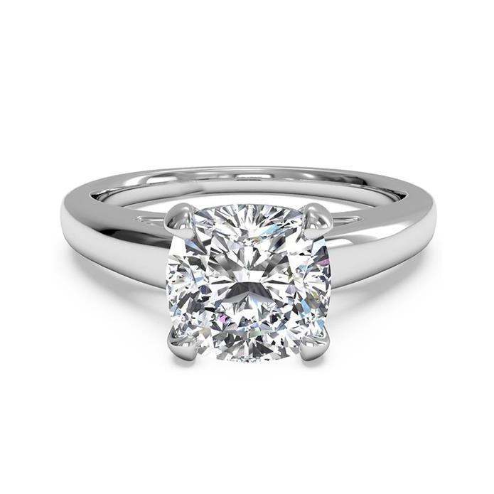21608 1.50 CT Cushion Cut Diamond Solitaire Ring, 14K White Gold - Size 6.5