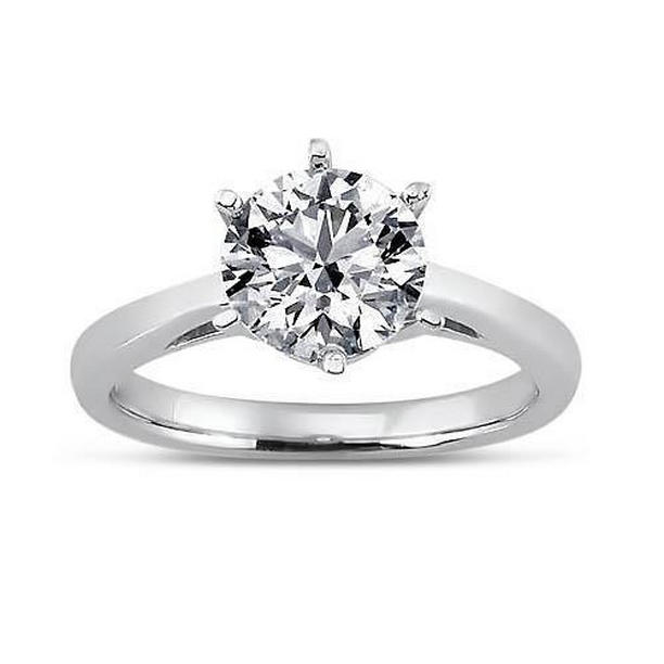 21650 14K White Gold 1 CT Diamond Solitaire Ring, Size 6.5