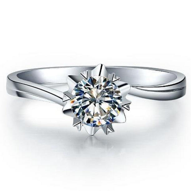 21760 Round 0.75 CT Solitaire Diamond Engagement Ring, 14K White Gold - Size 6.5
