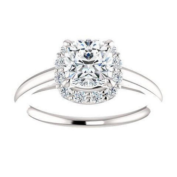 21774 1.40 CT Diamonds Halo Ring, 14K White Gold - Size 6.5