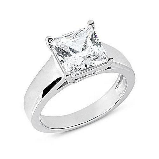 Princess Cut 1 CT Diamond Engagement Ring, 14K White Gold - Size 6.5